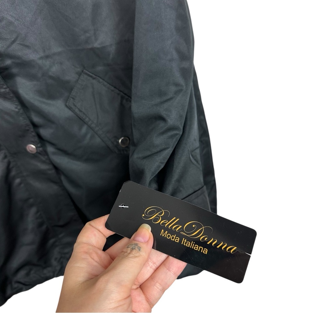 Bella Donna Moda Italiana Hooded Lightweight Full Zip Up Utility Jacket Black - Picture 9 of 13
